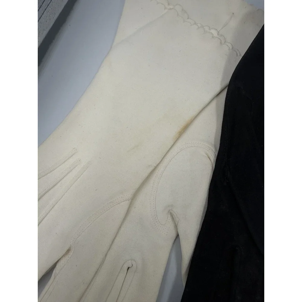 Vtg Delicate Kid Leather & Fabric Dress Gloves Lot of 7 Embroidered Decor Only